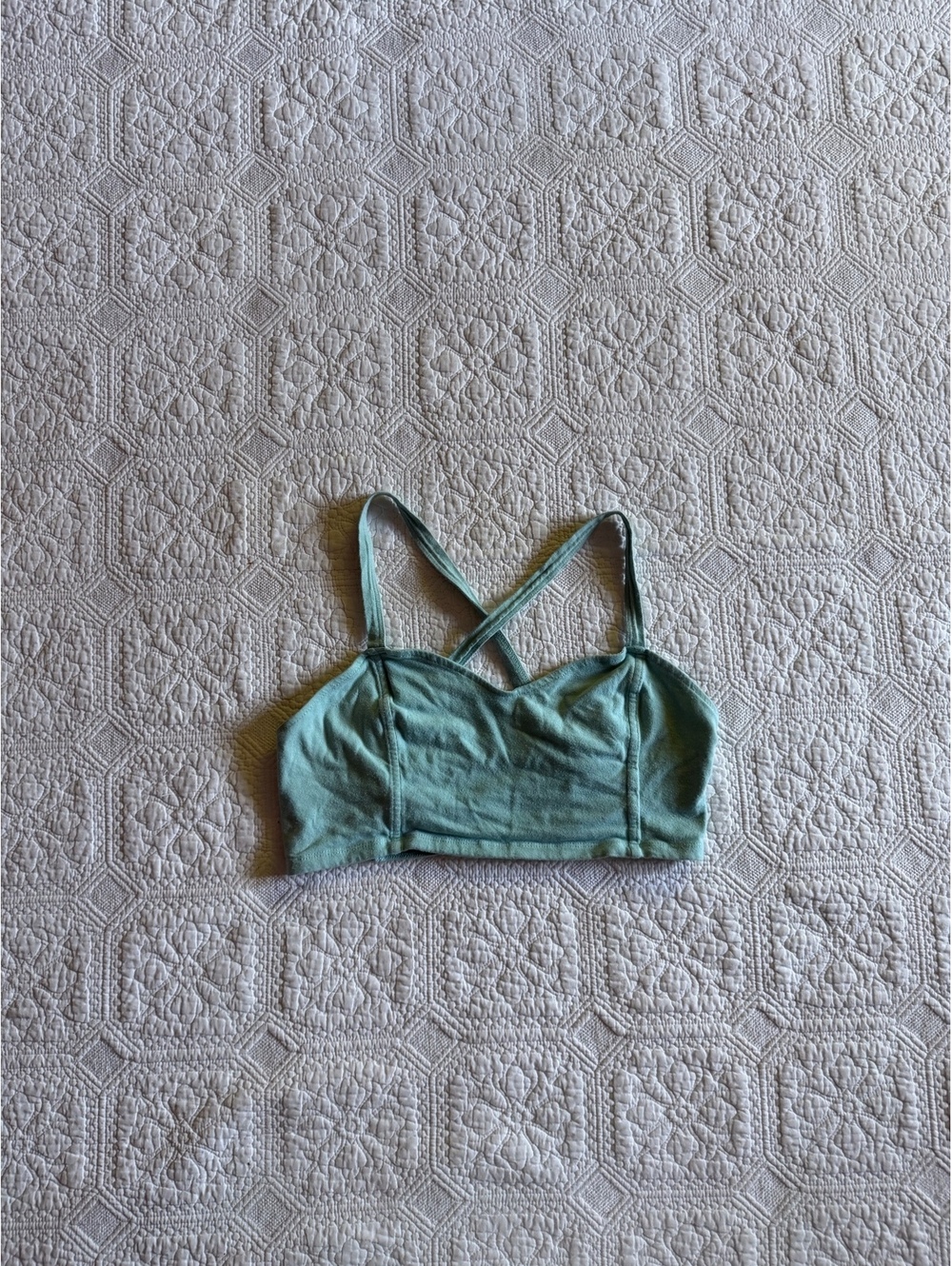 Garage Light Green Cropped Bralette Size Small with Adjustable Cross-back Straps